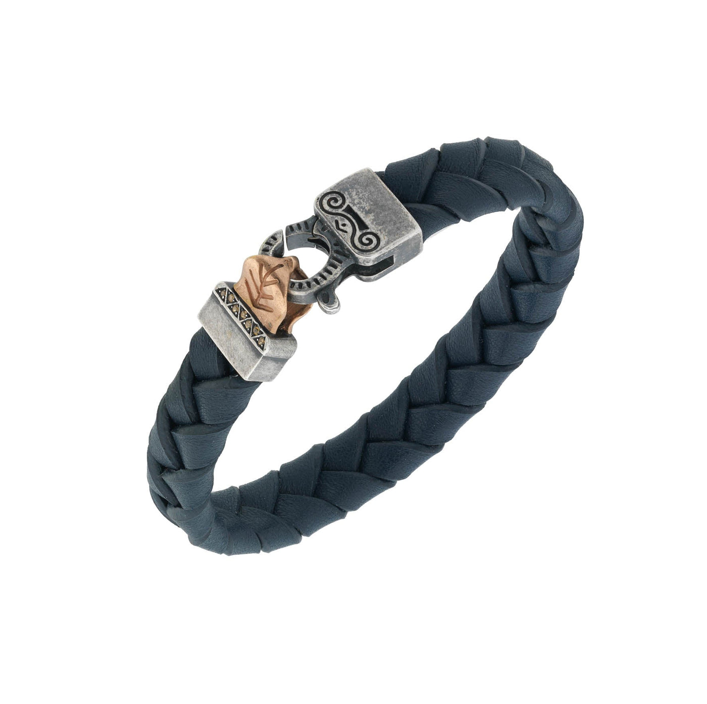 Lash Braided Leather Bracelet with Blue Leather