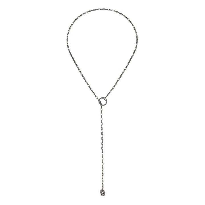 Versa Oxidized Silver Round Links Necklace with 18kt Black Gold