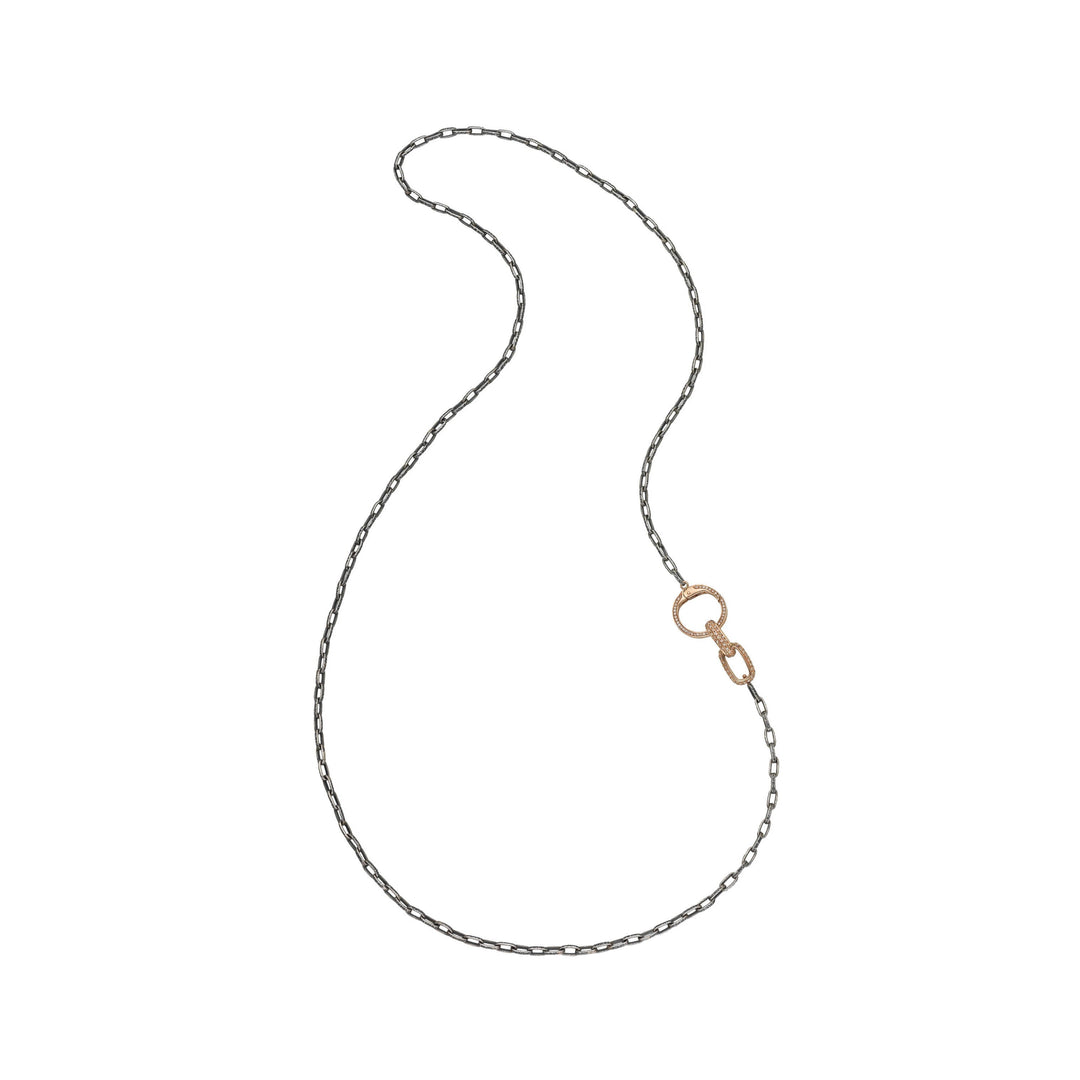 Versa Oxidized Silver Rectangular Links Necklace