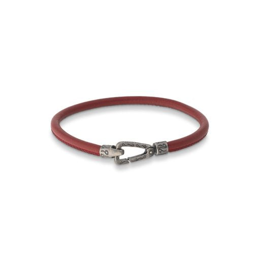 Lash Single Leather Cord Bracelet with Red Leather