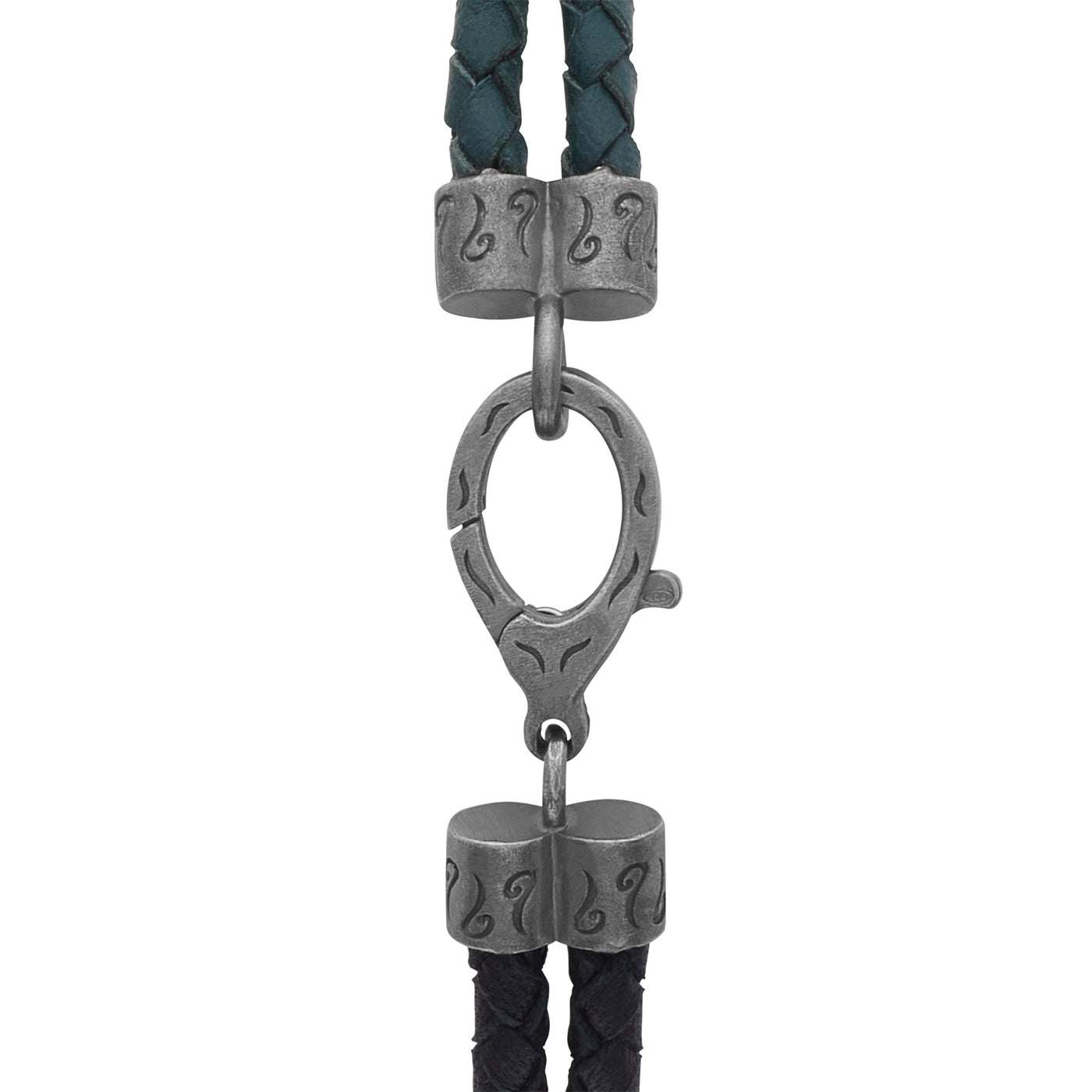 LASH Reef Knot Green/Black Woven Leather and Oxidized Silver Bracelet