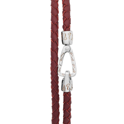 LASH Double Wrap Polished Silver and Red Woven Leather Bracelet