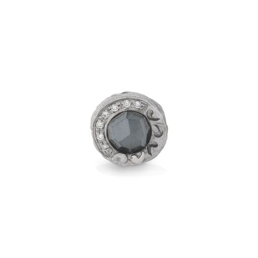Warrior Single 18KT White Gold Stud Earring with hematite and white diamonds