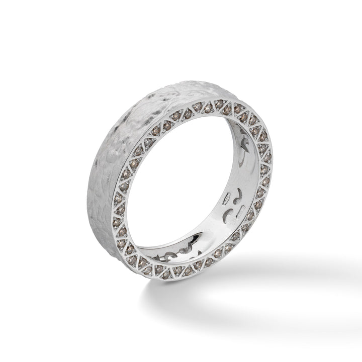 18kt Textured Gold Manawa Ring with Champagne Diamonds
