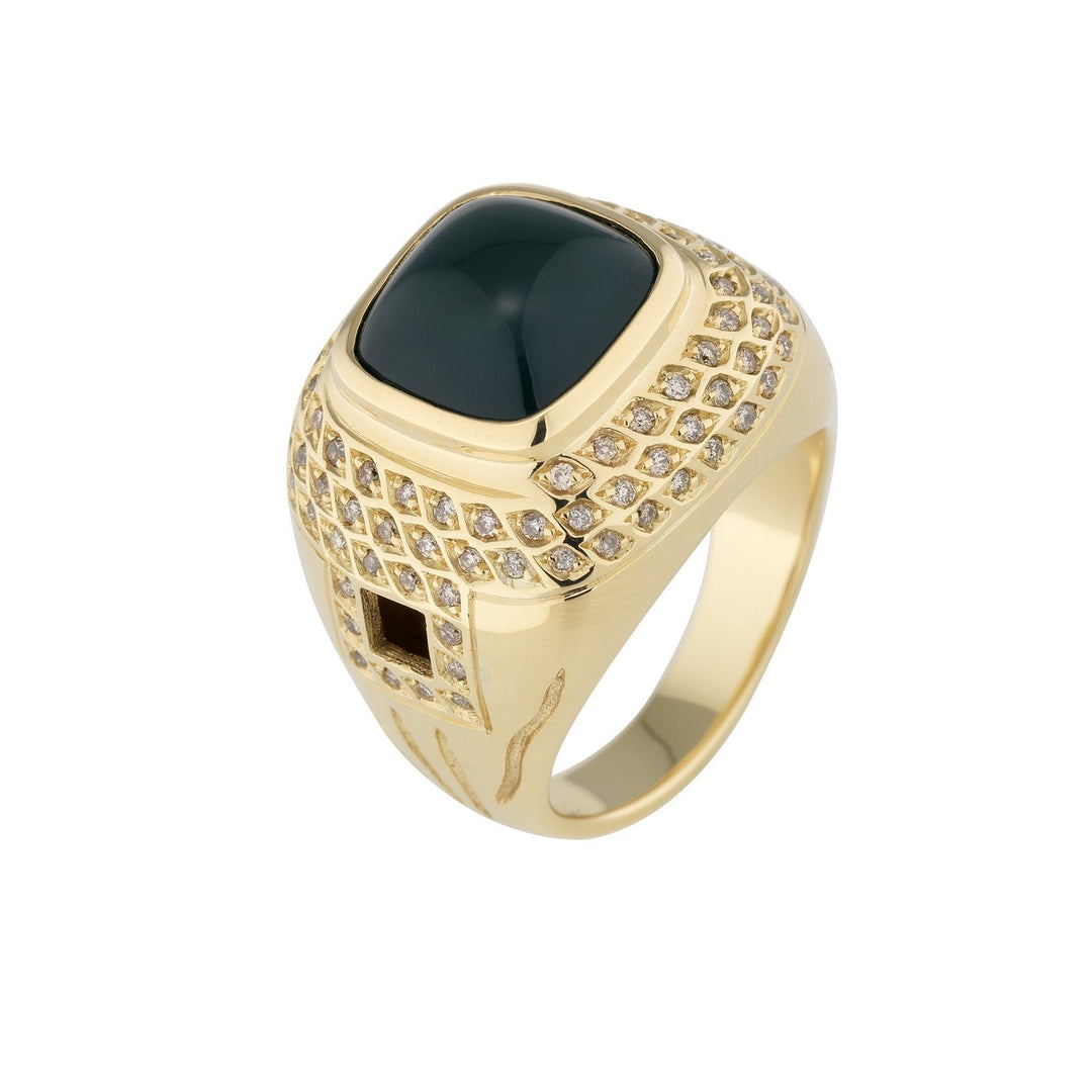 Andrea Bold Square Ring with Green Agate