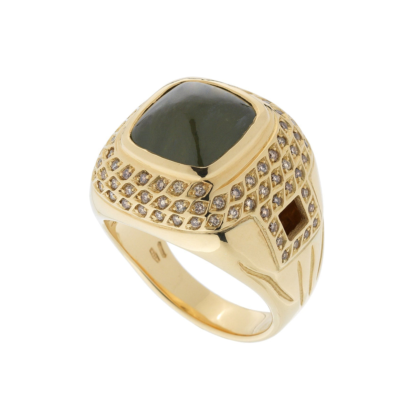 Andrea Bold Square Ring with Green Tourmaline