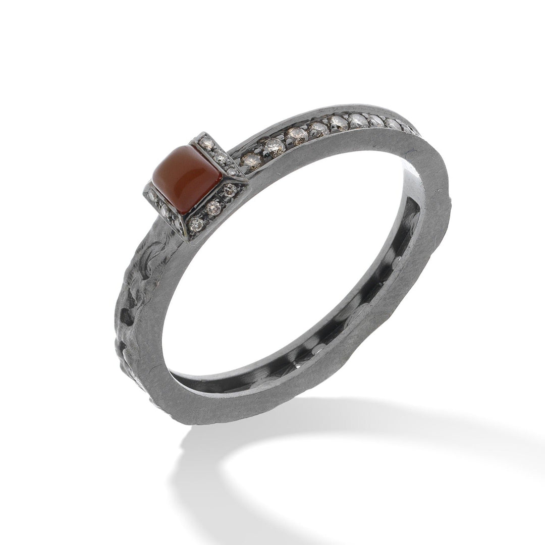 Orion Ring with Diamonds & Square Carnelian Halo