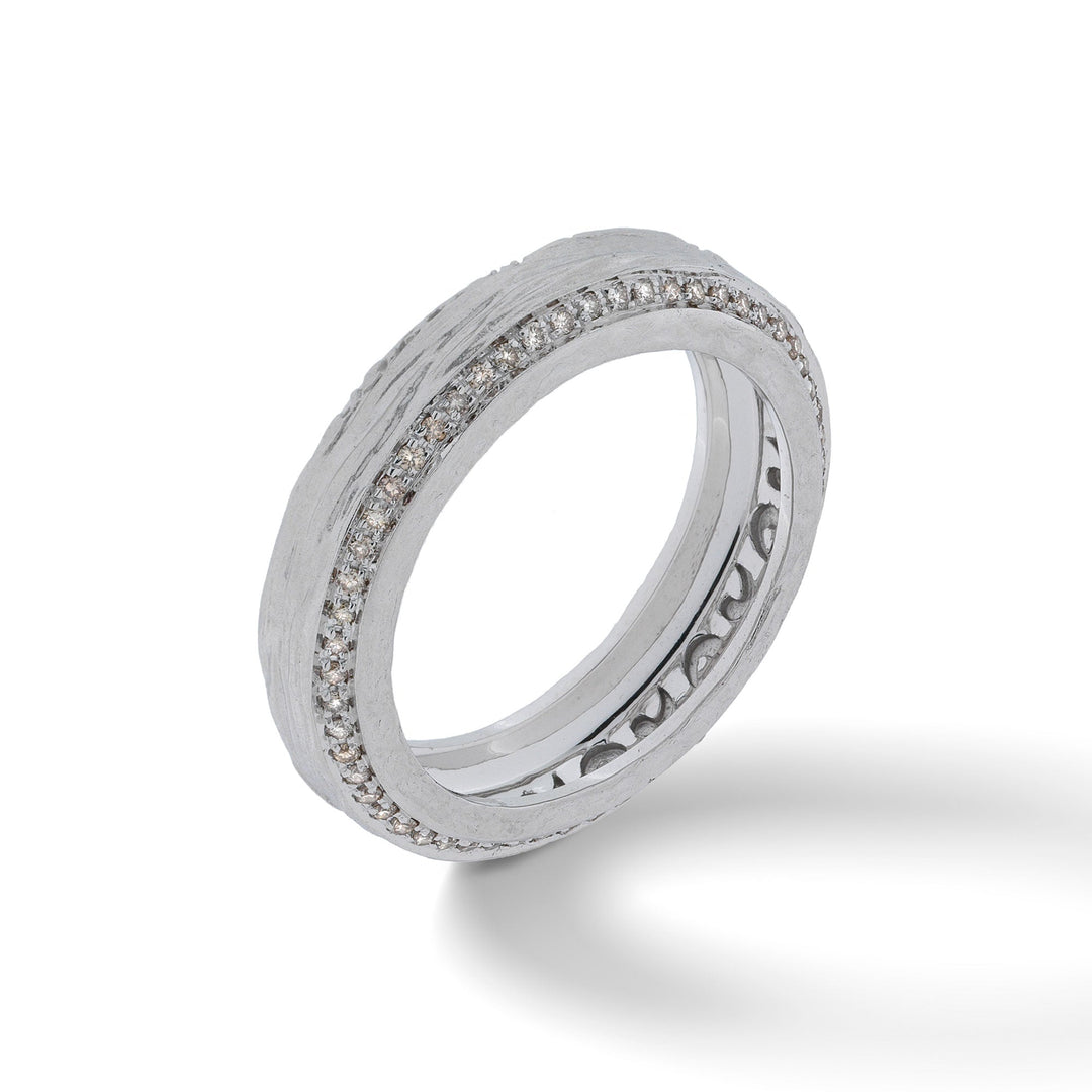 The Other Half Narrow Ring with Champagne Diamonds and 18kt White Gold