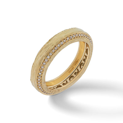 The Other Half Narrow Ring with Champagne Diamonds with 18kt Yellow Gold