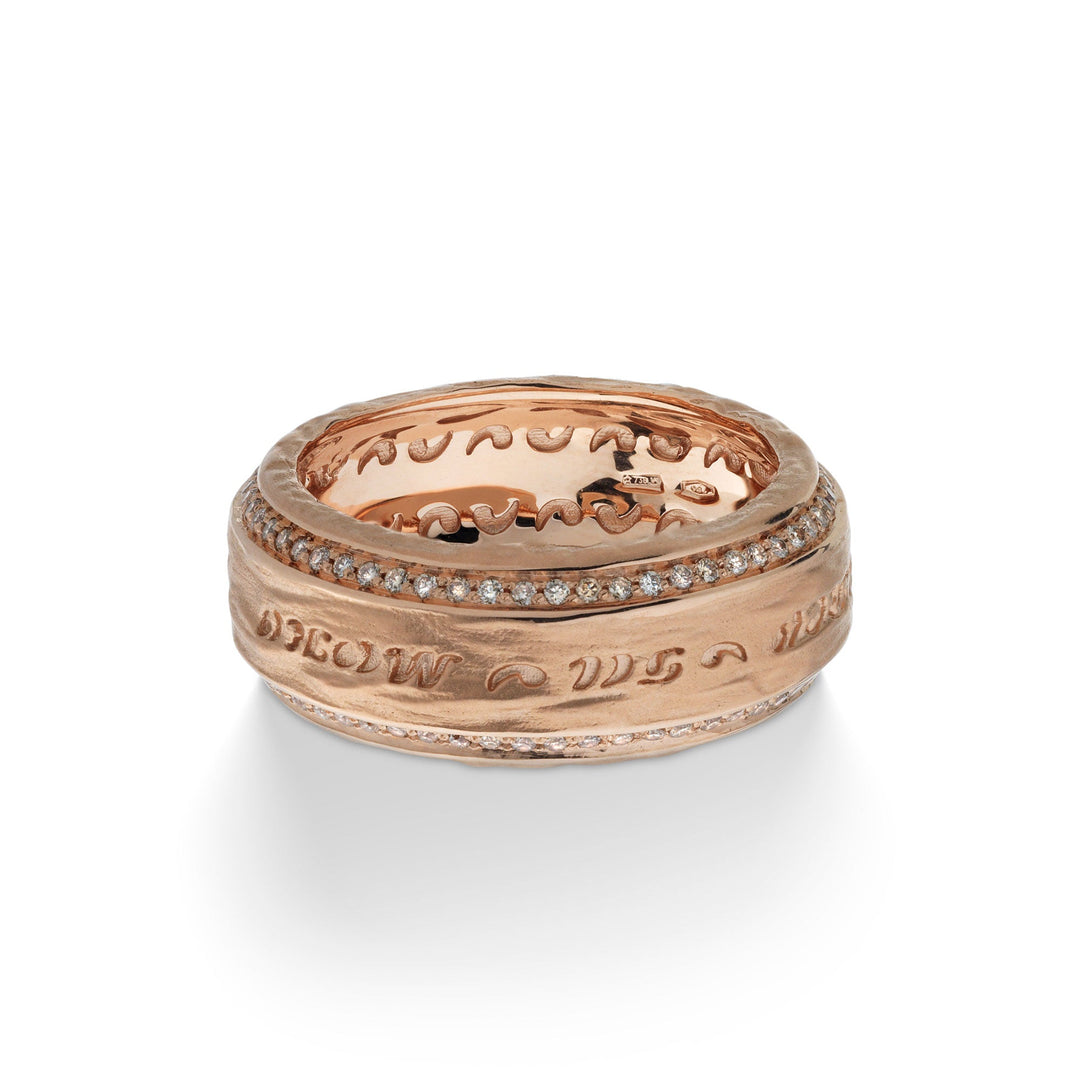 The Other Half Ring with Double Line Champagne Diamonds and 18kt Rose Gold