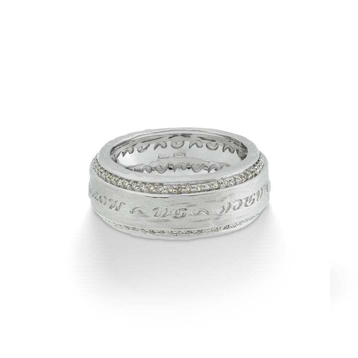 The Other Half Ring with Double Line Champagne Diamonds and 18kt White Gold