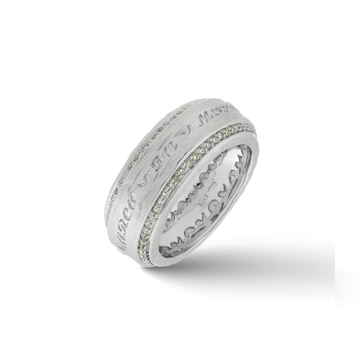The Other Half Ring with Double Line Champagne Diamonds and 18kt White Gold