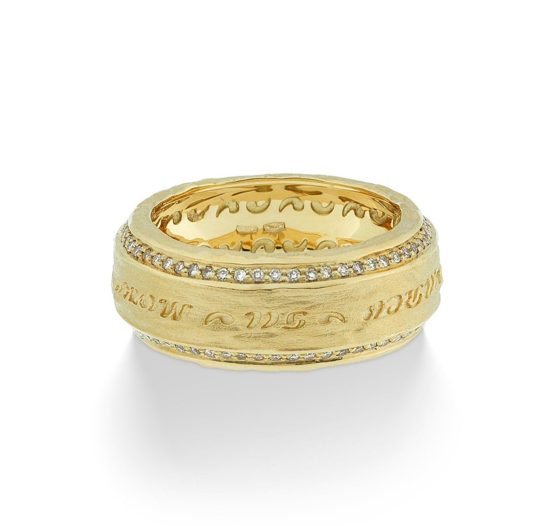 The Other Half Ring with Double Line Champagne Diamonds and 18kt Yellow Gold