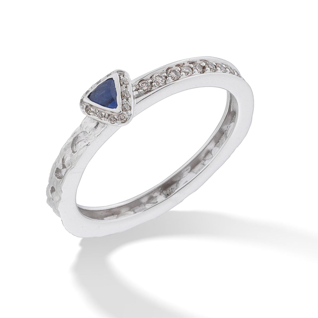 Orion Champagne Diamonds Ring in White Gold & Triangle Sapphire Halo