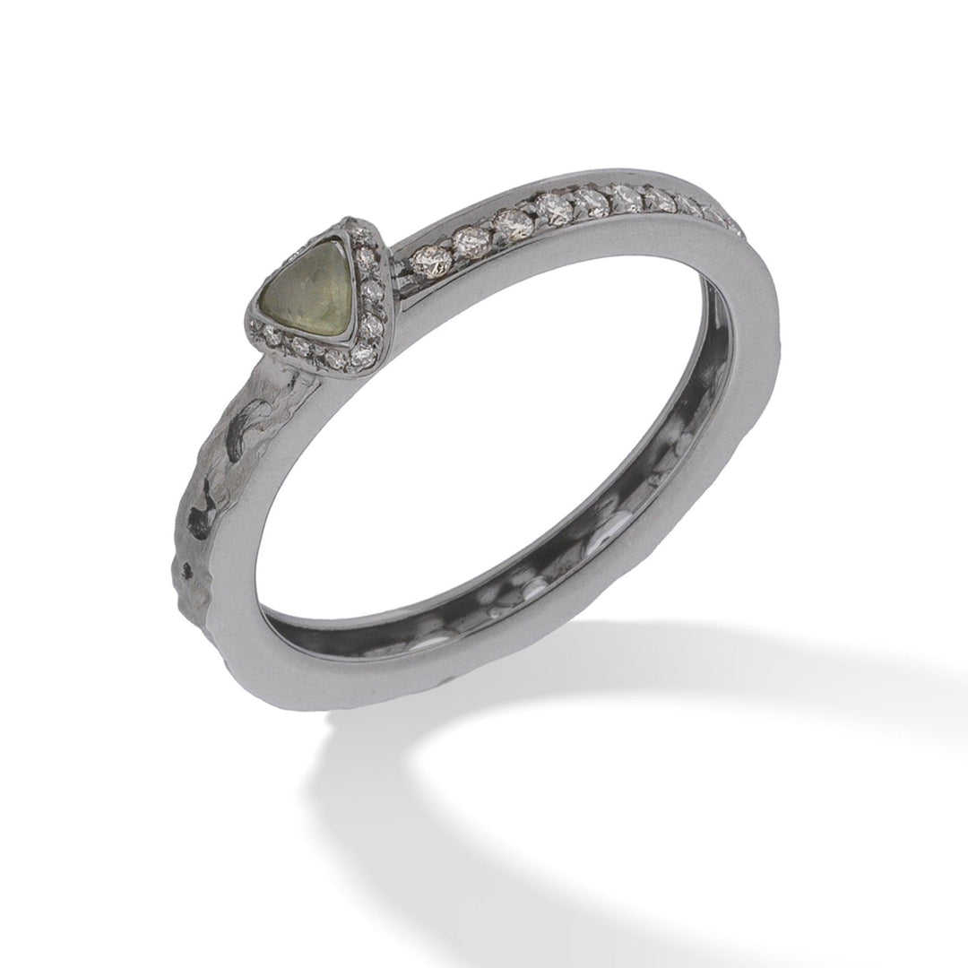 Orion Champagne Diamonds Ring in Black Gold & Triangle Sapphire Halo