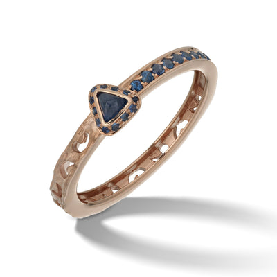 Orion Ring with Blue Sapphires & Triangle Halo