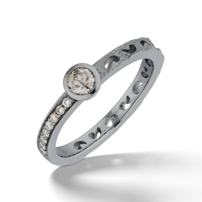 Orion Ring with Pave Champagne Diamonds & Circle Halo