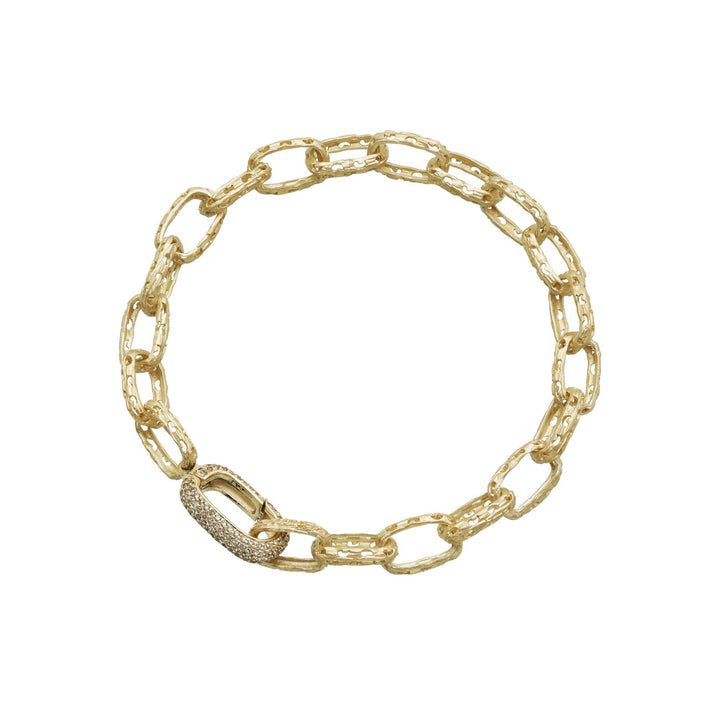 18kt Gold Warrior Single Pavé Link Bracelet