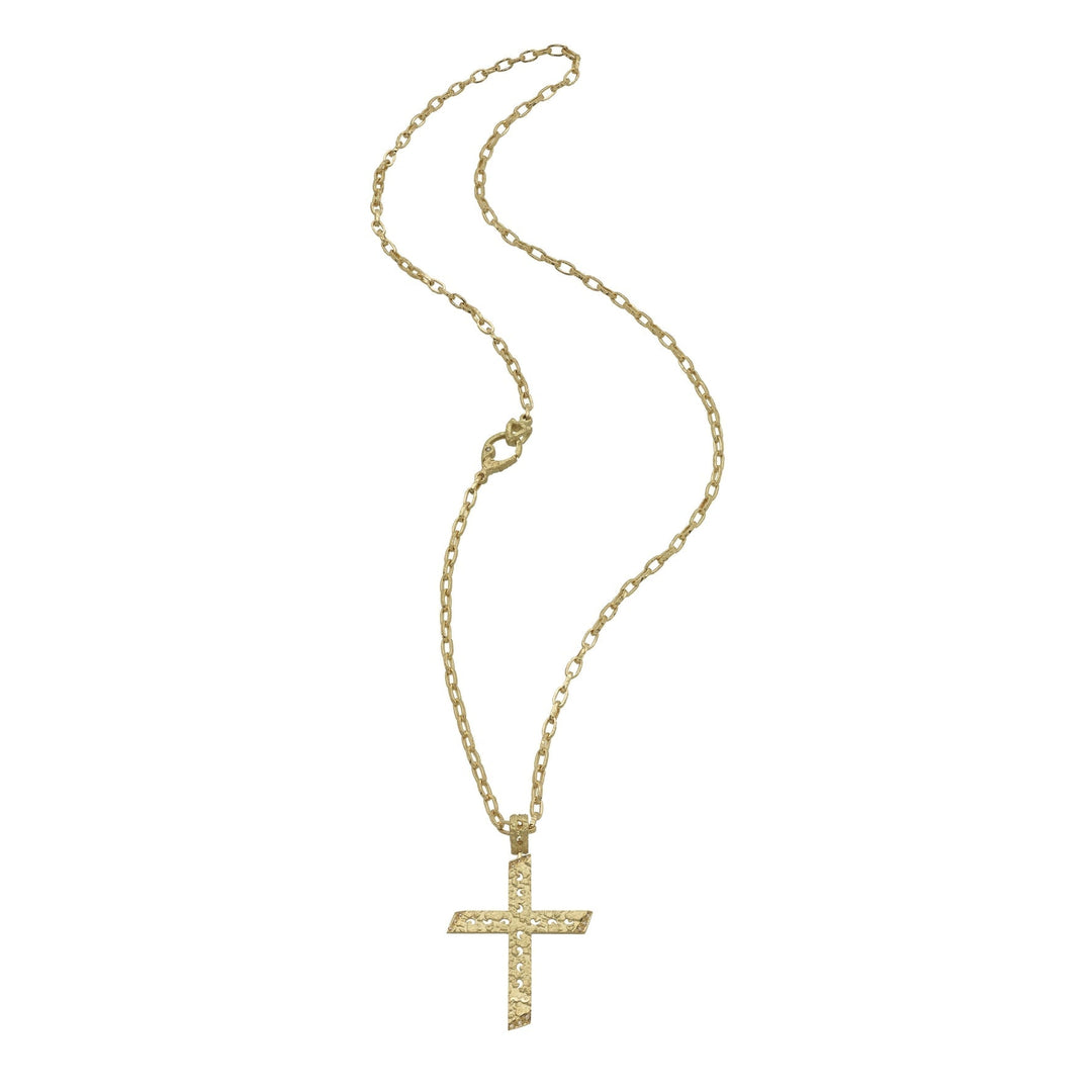 The Cross 18kt Textured Gold Pendant