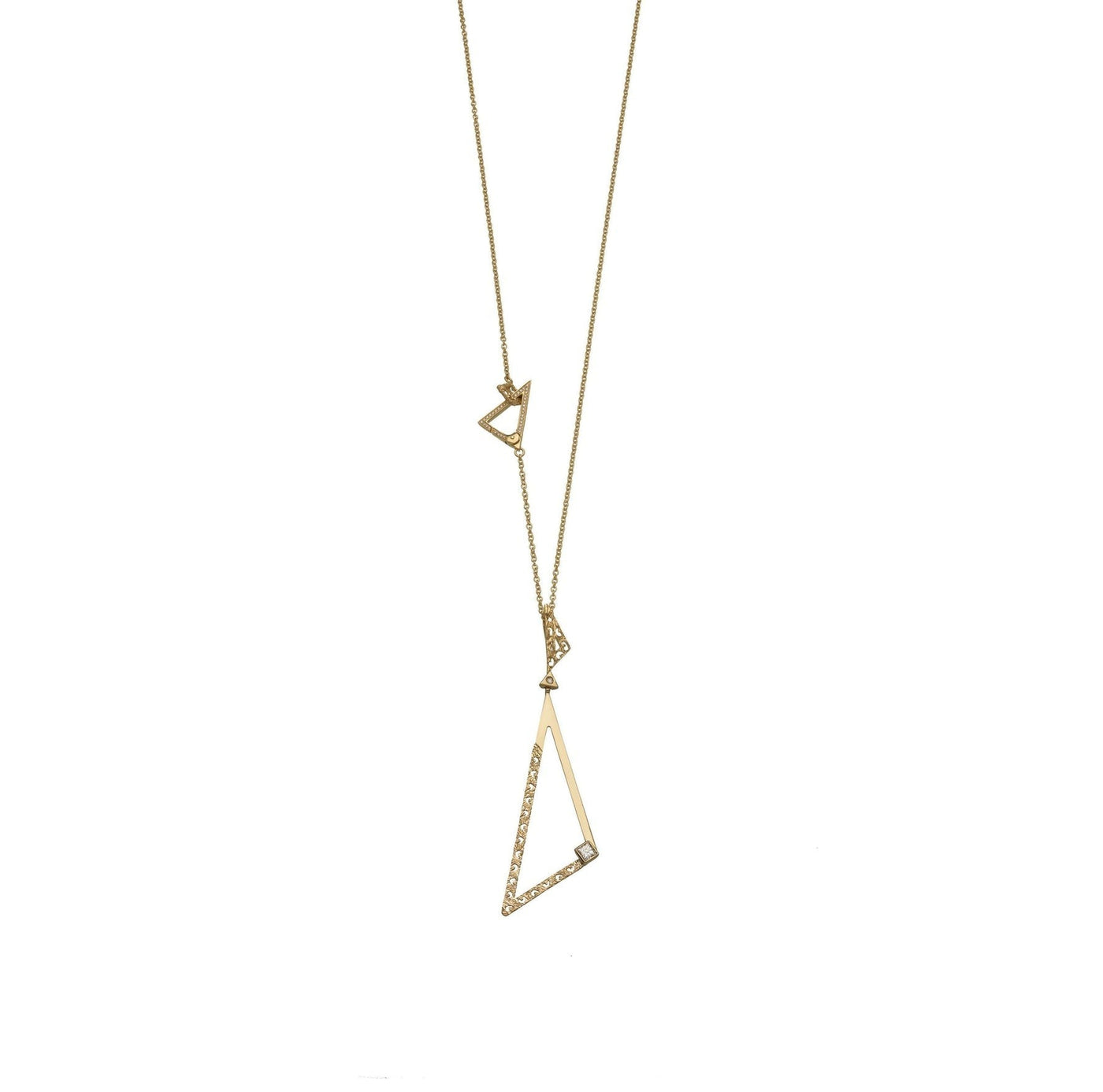 Solar Acute Pendant in Textured & Polished 18kt Gold