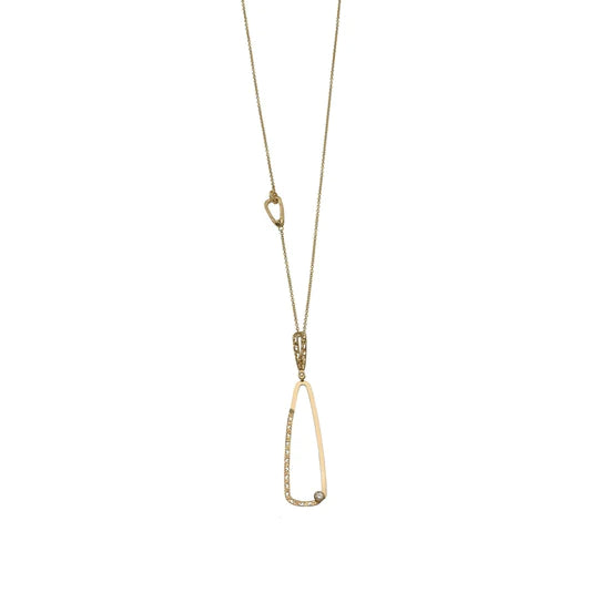 Kindred Polished & Textured Diamond Pendant with 18kt Yellow Gold