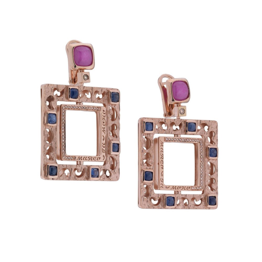 Regalia Square Earrings with Sapphires & Diamonds