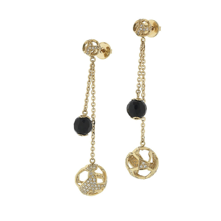 Explosion of Joy Double Hanging Earrings with White Diamonds