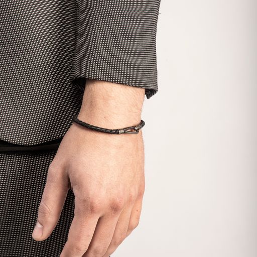 Lash Single Leather Cord Bracelet with Black Leather