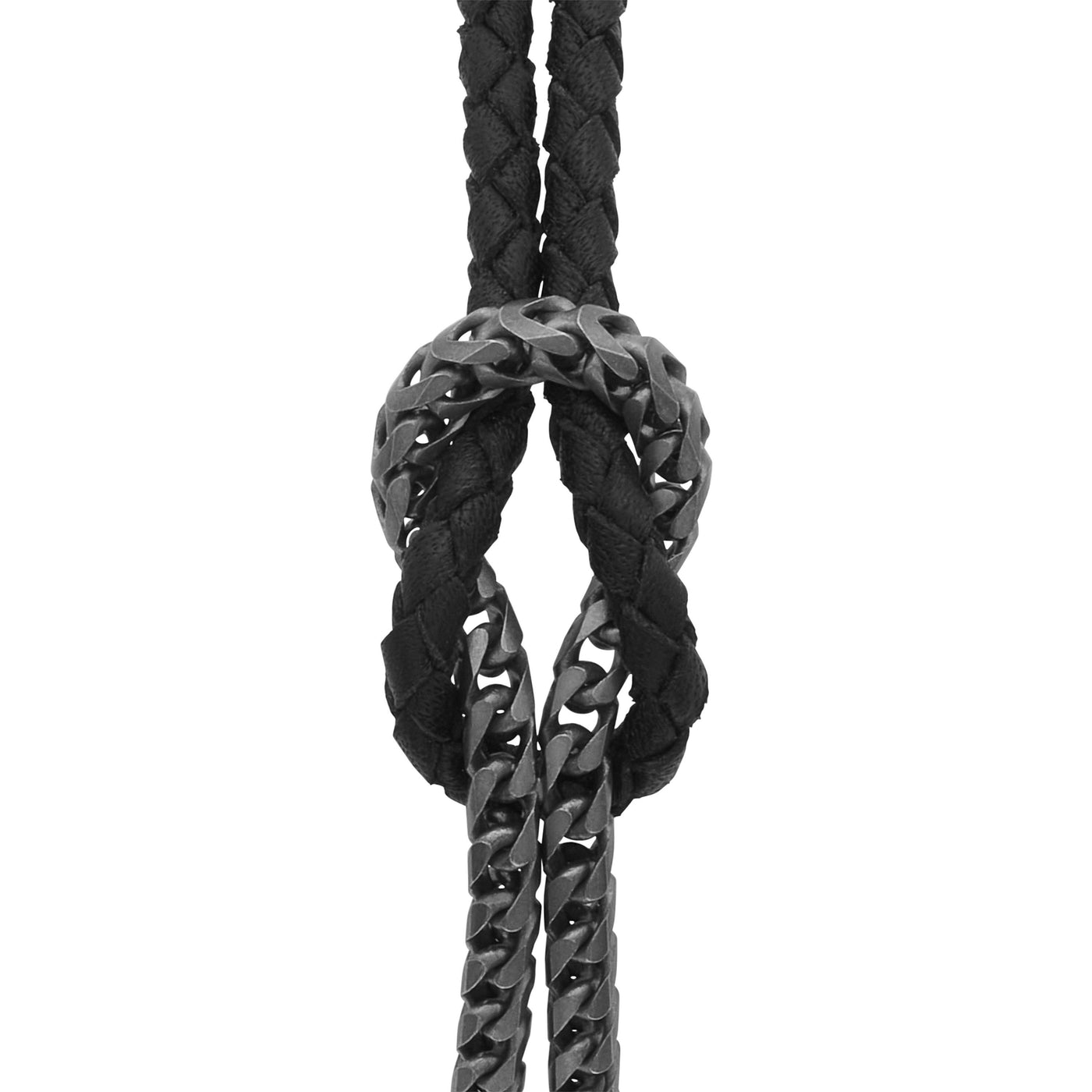LASH Mix Reef Knot Chain Oxidized Bracelet and black leather