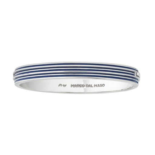 Acies Double Polished Silver Cuff with Blue Enamel
