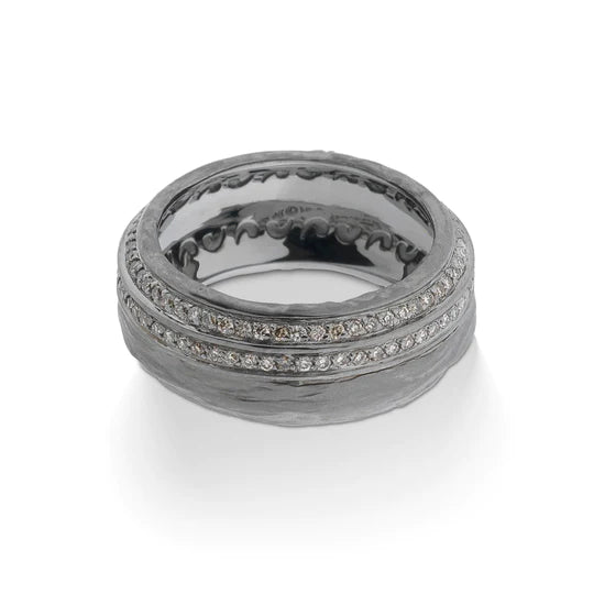 The Other Half Ring with Champagne Diamonds with 18kt Black Gold