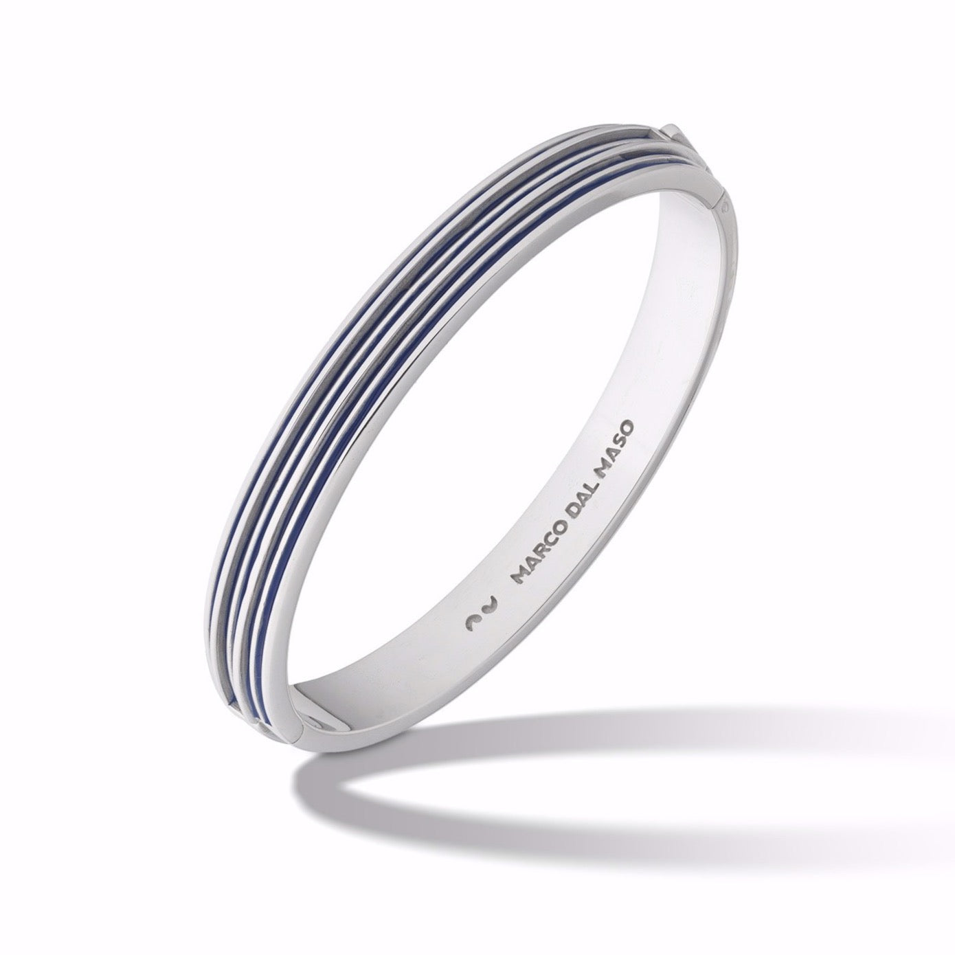 Acies Double Polished Silver Cuff with Blue Enamel