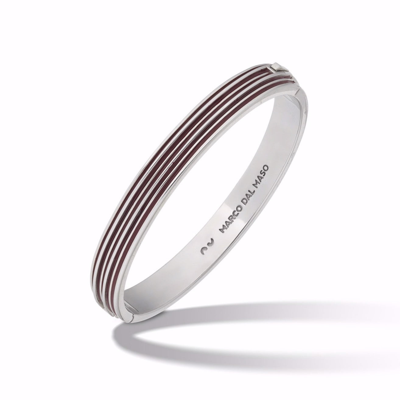 Acies Double Polished Silver Cuff with Red Enamel