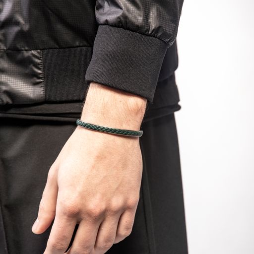 Lash 5mm Leather Cuff with Green Leather