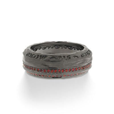 The Other Half 18KT Black Gold Ring with red sapphires