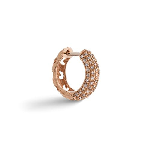 Warrior 18KT Rose Gold Single Hoop Earring with champagne diamonds