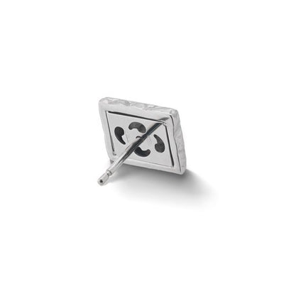 Warrior Reptangle Single 18KT White Gold Stud Earring with white diamonds
