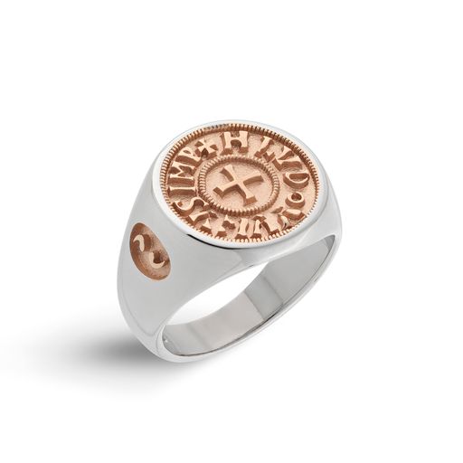 MONETA Silver Ring with 18K Rose Gold