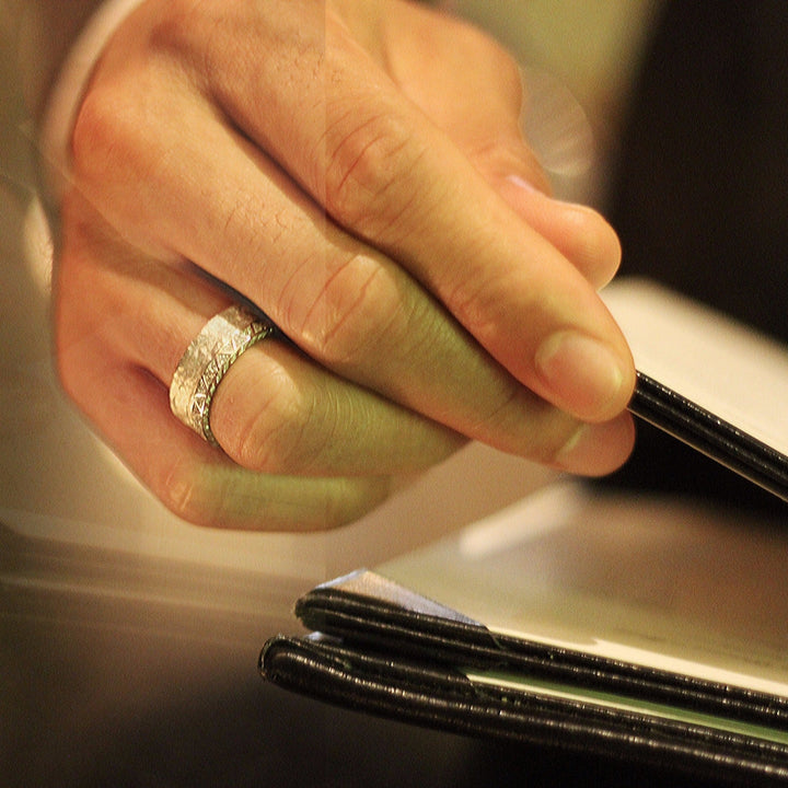 18kt Textured Black Gold Manawa Ring with Champagne Diamonds