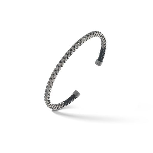 Ulysses Dipped Oxidized Silver Cuff with Black Enamel