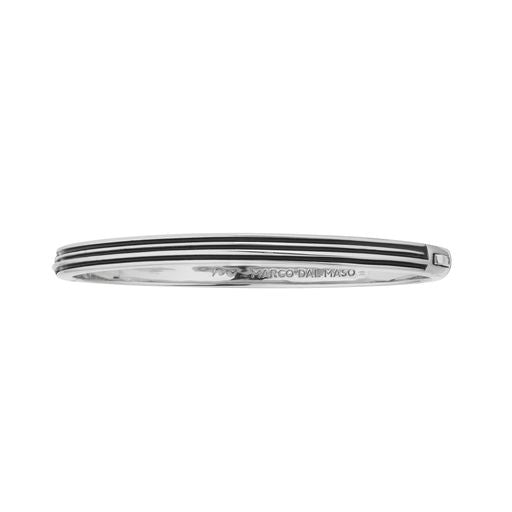 Acies Single Polished Silver Cuff with Black Enamel