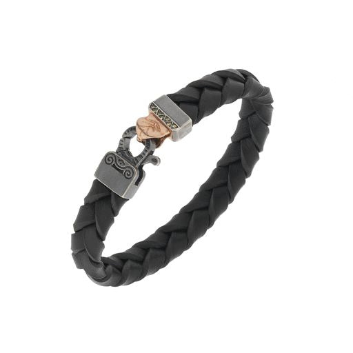 Lash Braided Leather Bracelet with Black Leather