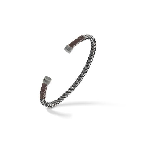Ulysses Dipped Oxidized Silver Cuff with Brown Enamel